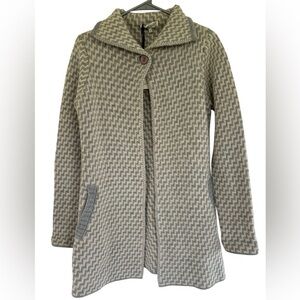 NWT‎ Cocogio Women's Gray Fiber Artist Zig-Zag Italy Knit Sweater Jacket Size S